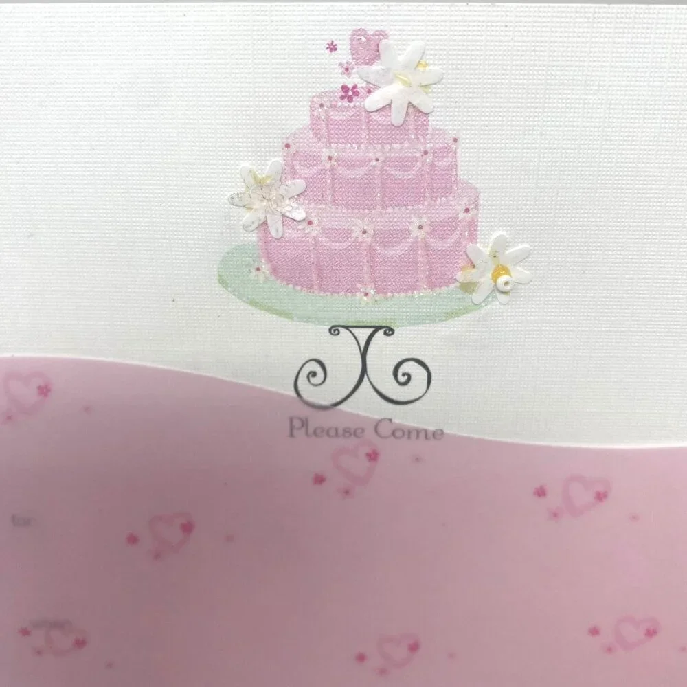 Vivian Claire 2 Pack Pink Birthday Cake Party Invitations Envelopes Vellum Inser